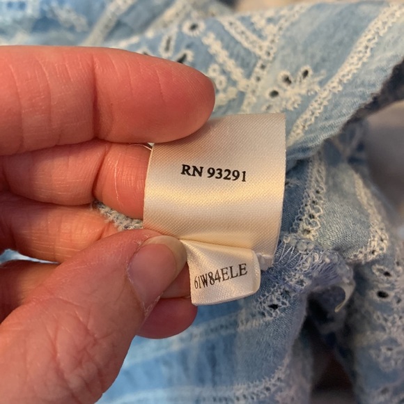 Dylan size small distressed chambray sun washed all over eyelet detail button up - Picture 7 of 7